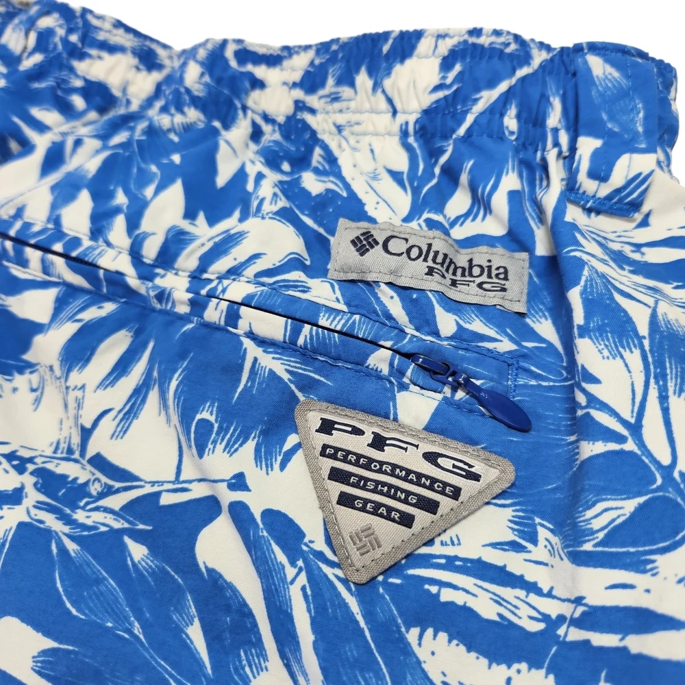 Columbia Sportswear Men’s XXL Blue Tropical Swim Trunks Mesh Lined Beach Shorts